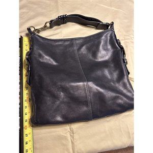 COACH Bleecker Felicia Black Leather XL Slim Duffle Hobo Bag Purse 11424